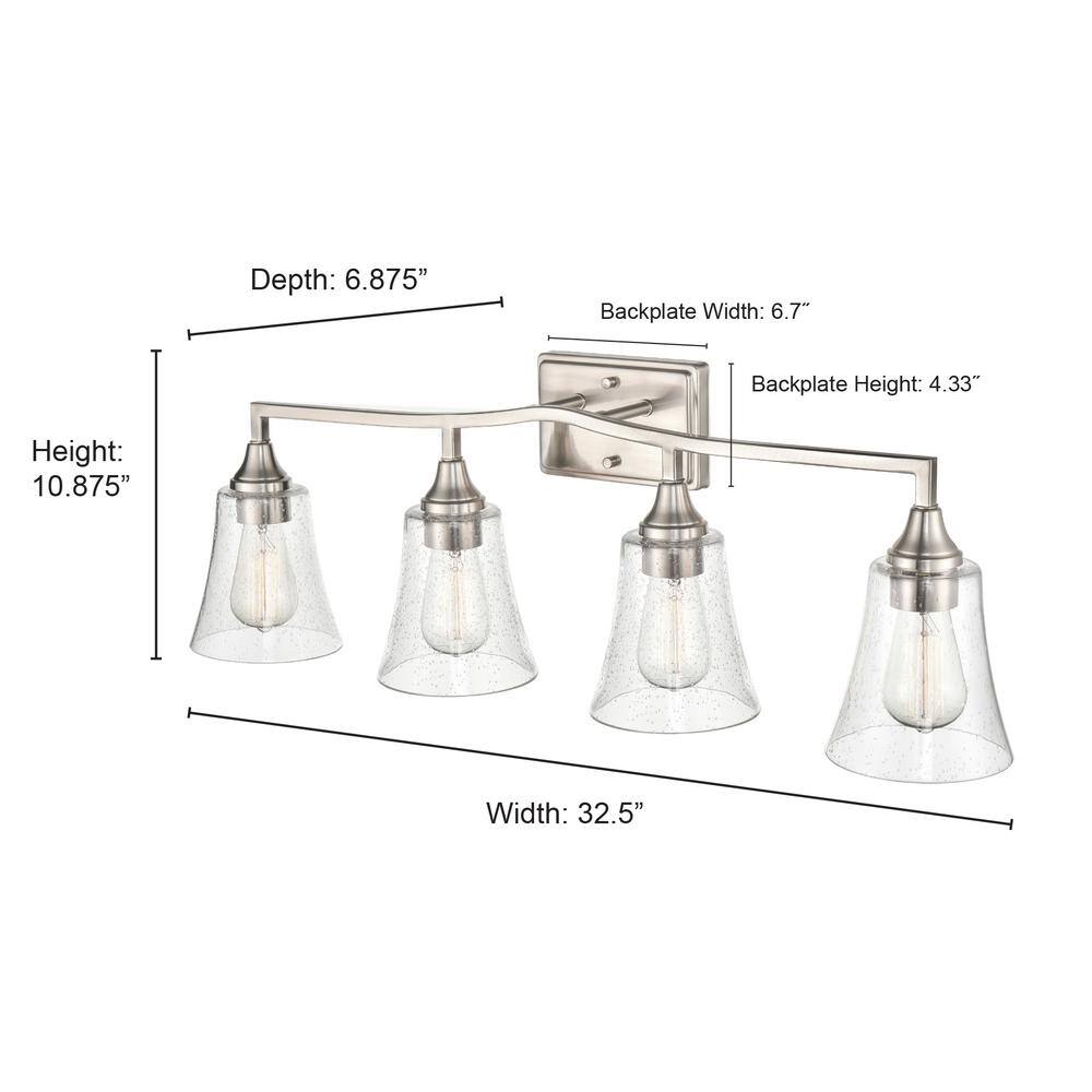 Matte Black 4-Light Vanity Fixture with Clear Glass Shades