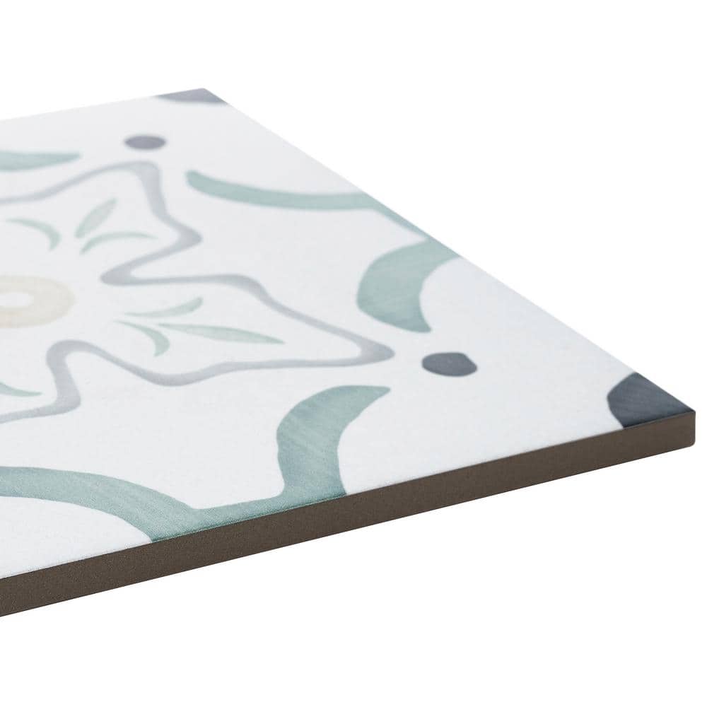 Agave Flora Green and Gray Matte Porcelain Floor and Wall Tile