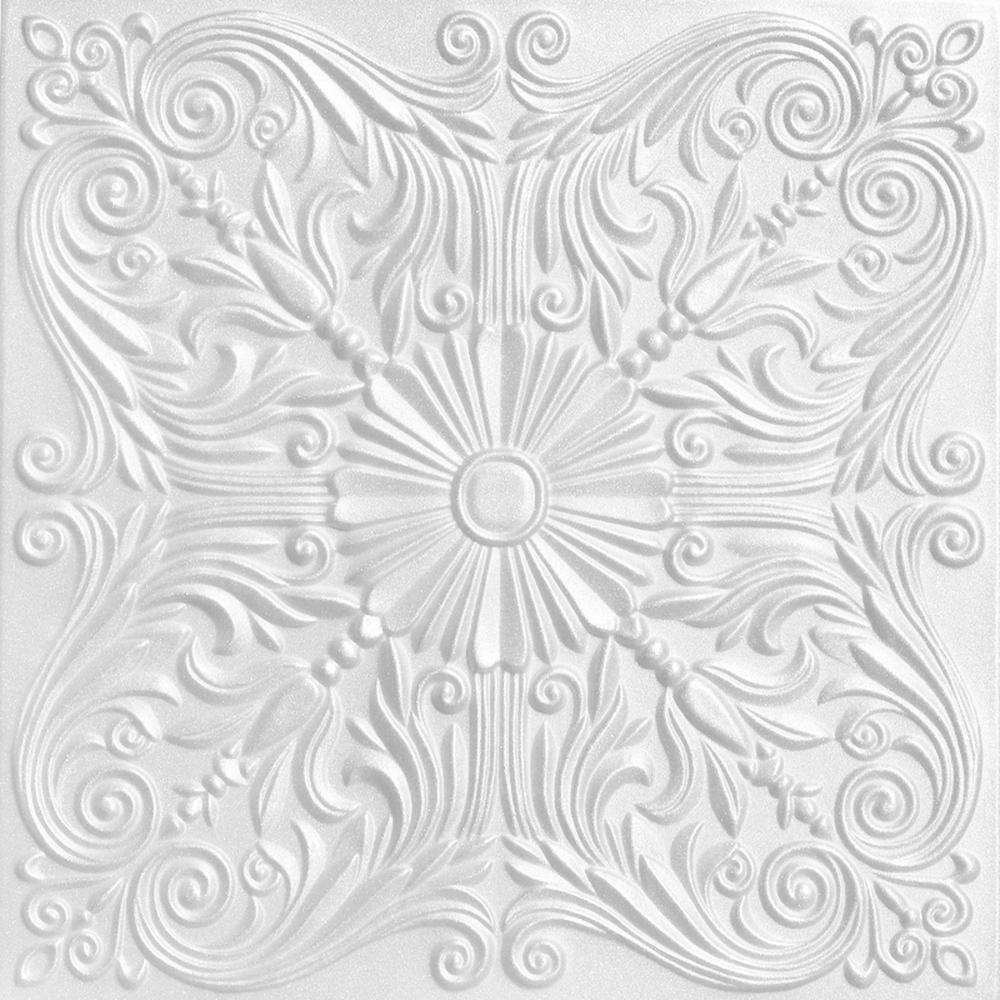 Spanish Silver White Heron 1.6 ft. x 1.6 ft. Decorative Foam Glue Up Ceiling Tile (259.2 sq. ft. /case) price history on PriceWatchPro
