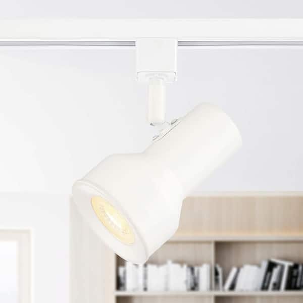 Medium 1-Light Solid White Step Cylinder Integrated LED Track Lighting Head