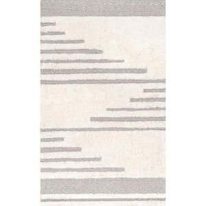 Berta Moroccan Abstract Shag Ivory 3 ft. x 5 ft. Area Rug