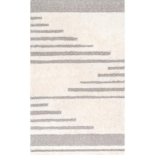 nuLOOM Berta Moroccan Abstract Shag Ivory 4 ft. x 6 ft. Area Rug