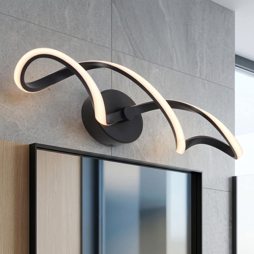Artika Swirl 27 in. 1-Light Matte Black Modern Integrated LED