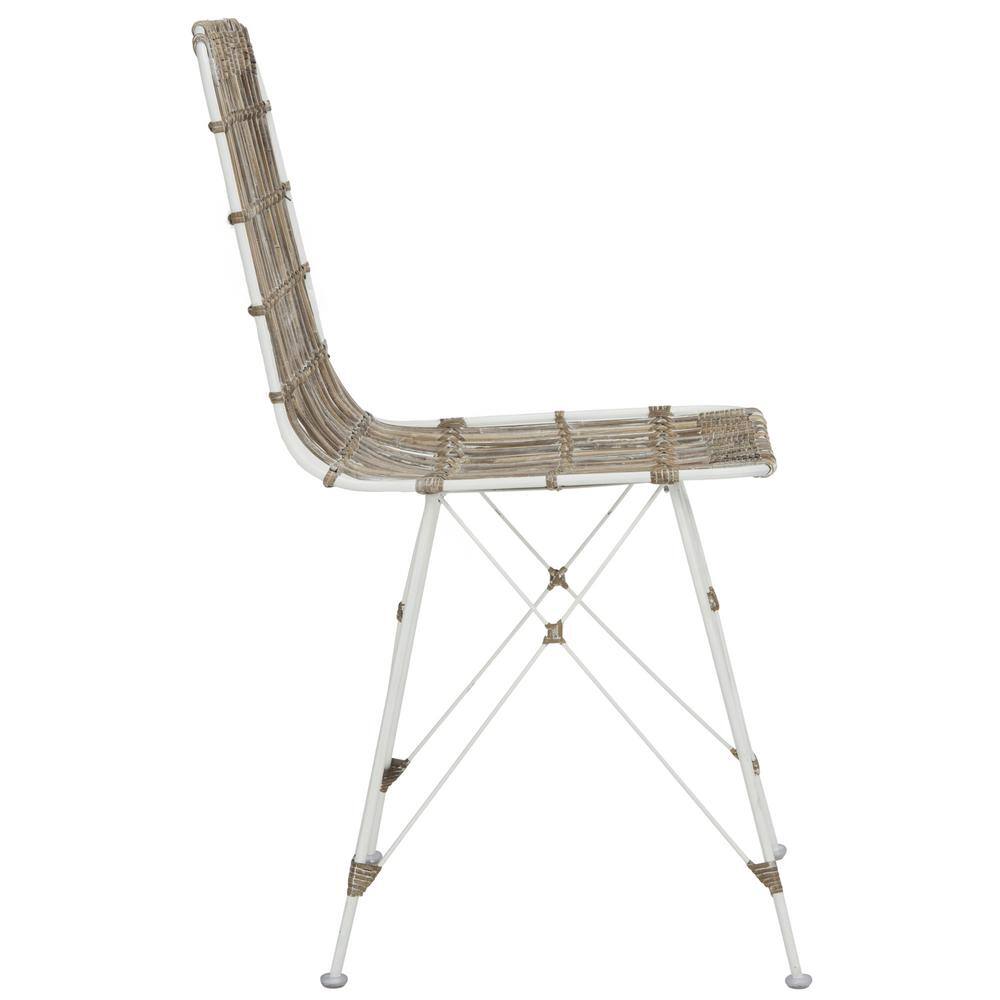 Minerva White Rattan Cane Dining Chair Set with Hairpin Legs