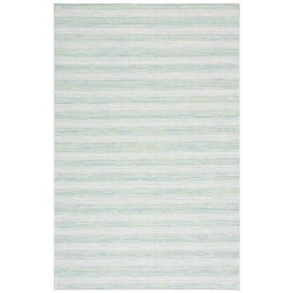 SAFAVIEH Hampton Green 6 ft. x 10 ft. Faded Striped Indoor/Outdoor Area Rug