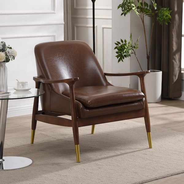 CHRISTOPHER KNIGHT HOME Carol Modern Dark Brown PU Leather and Rubberwood Lounge Armchair