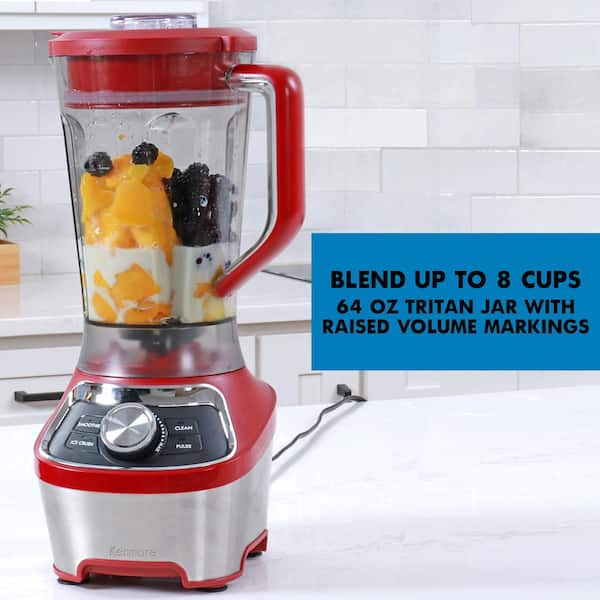 Kenmore KKSBB 64 oz Stand Blender, 1200W, Smoothie and Ice Crush Modes, Black