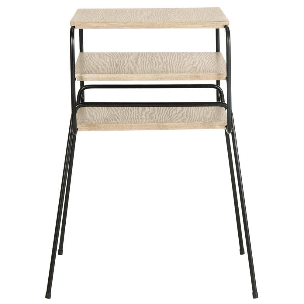 Marcel Beige Wood and Metal Rectangular End Table