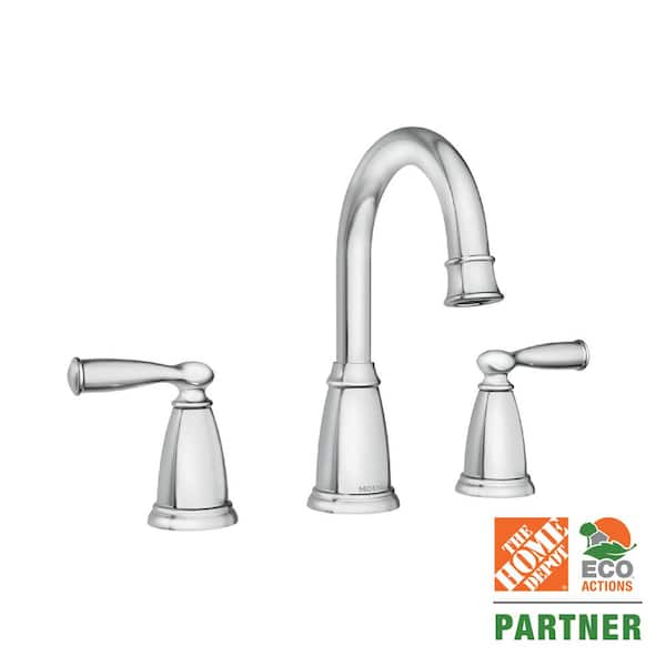 MOEN Banbury 8 In Widespread Double Handle High Arc Bathroom Faucet In   Chrome Moen Widespread Bathroom Faucets 84947 64 600 