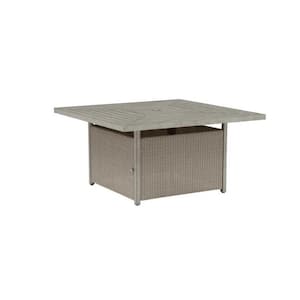 Stonehaven Aluminum and Wicker Outdoor Patio Counter Height Dining Fire Pit Table