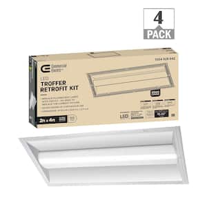 2 ft. x 4 ft. 100-Watt Equivalent Integrated LED White Troffer Light Kit Retrofit 5500 Lumen 4000K Bright White (4-Pack)