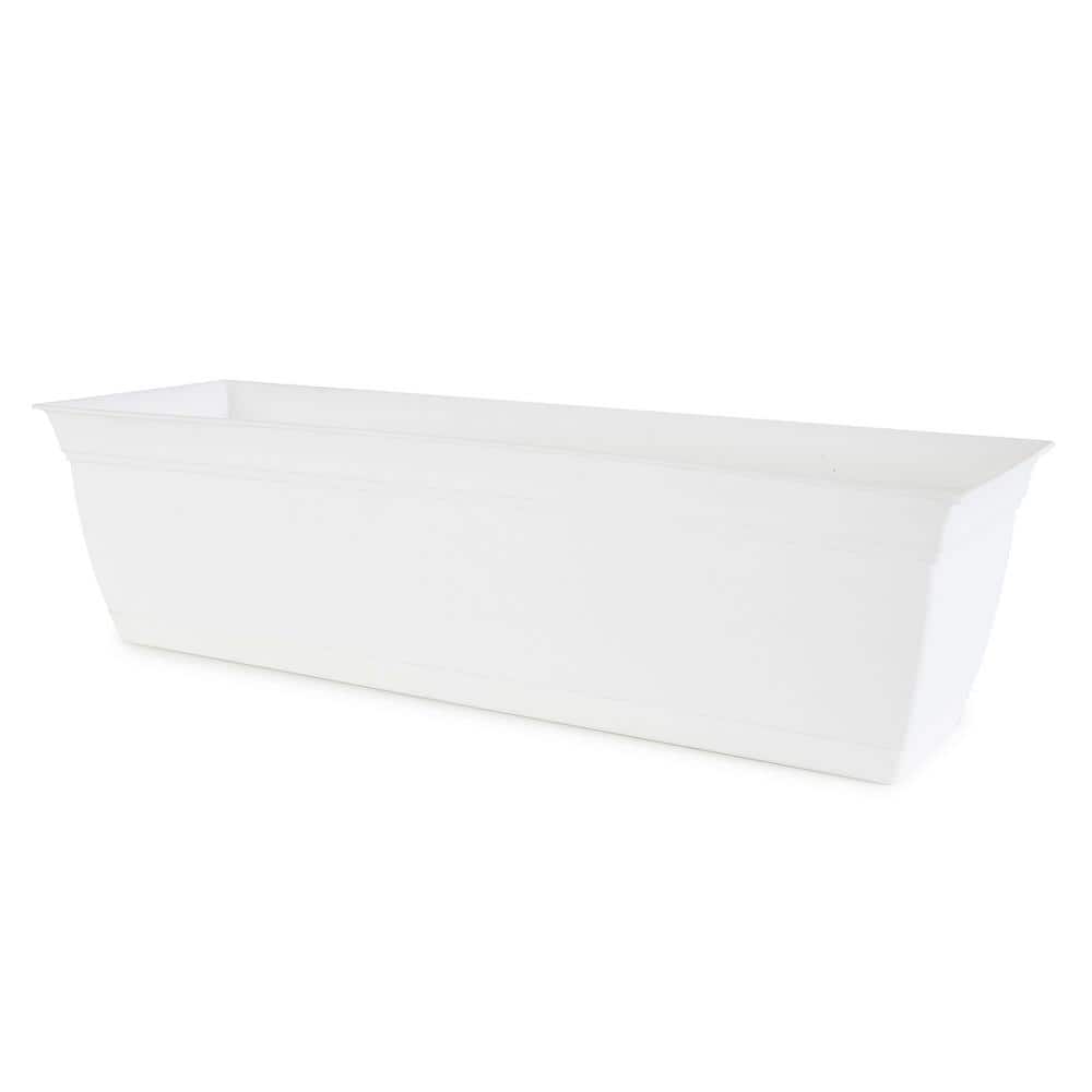 Eclipse 24" White Rectangular Indoor/Outdoor Planter with Removable Saucer
