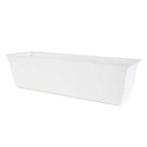 White 7.76 in. L x 6.57 in. H. Eclipse Window Flower Box with Removable Saucer, Plastic