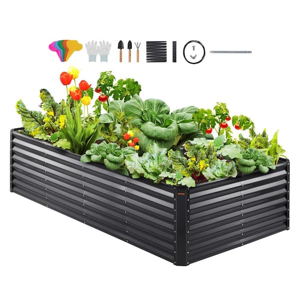 VEVOR 8 ft. x 4 ft. x 2 ft. Large Metal Raised Planter Box with Open Bottom Garden Beds Outdoor Raised Garden Bed Kit