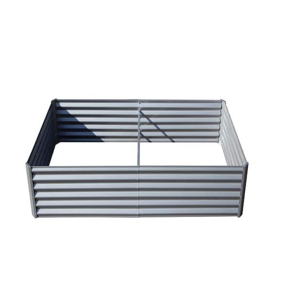 8 x 4 x 1.5 ft. Steel Extra Large Capacity Silver Raised Garden Bed Steel Planter Boxes for Vegetables Flowers