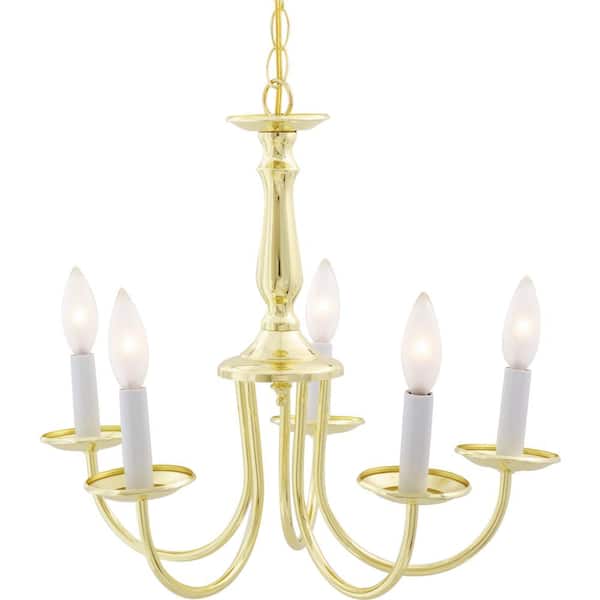 SATCO 5-Light Polished Brass Chandelier