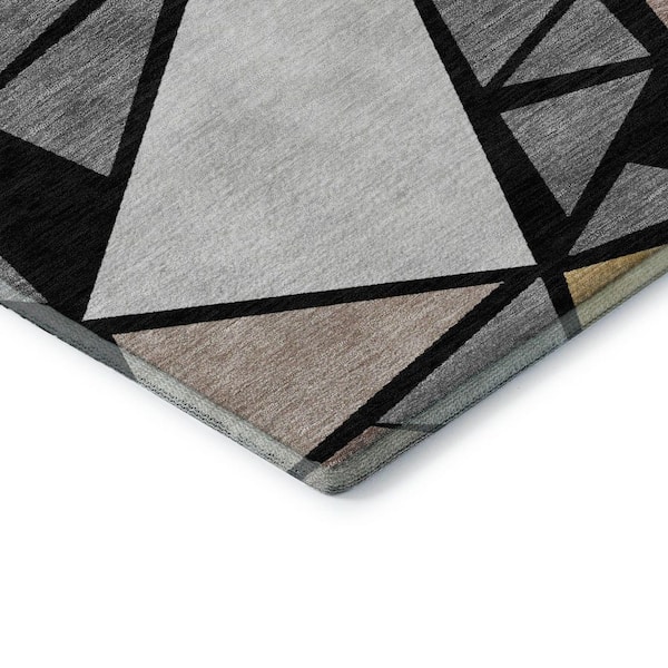 Mayfield Premium Machine Washable Abstract AMF1039 Black 9 ft. x 12 ft. Area Rug