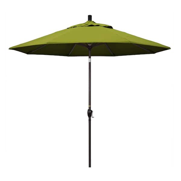 California Umbrella 9 ft. Aluminum Push Tilt Patio Umbrella in Kiwi Olefin