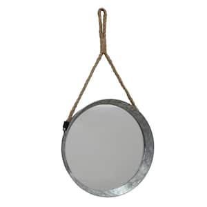 12 in. x 12 in. Galvanized Metal Trimmed Wall Mirror with Rope Hanger