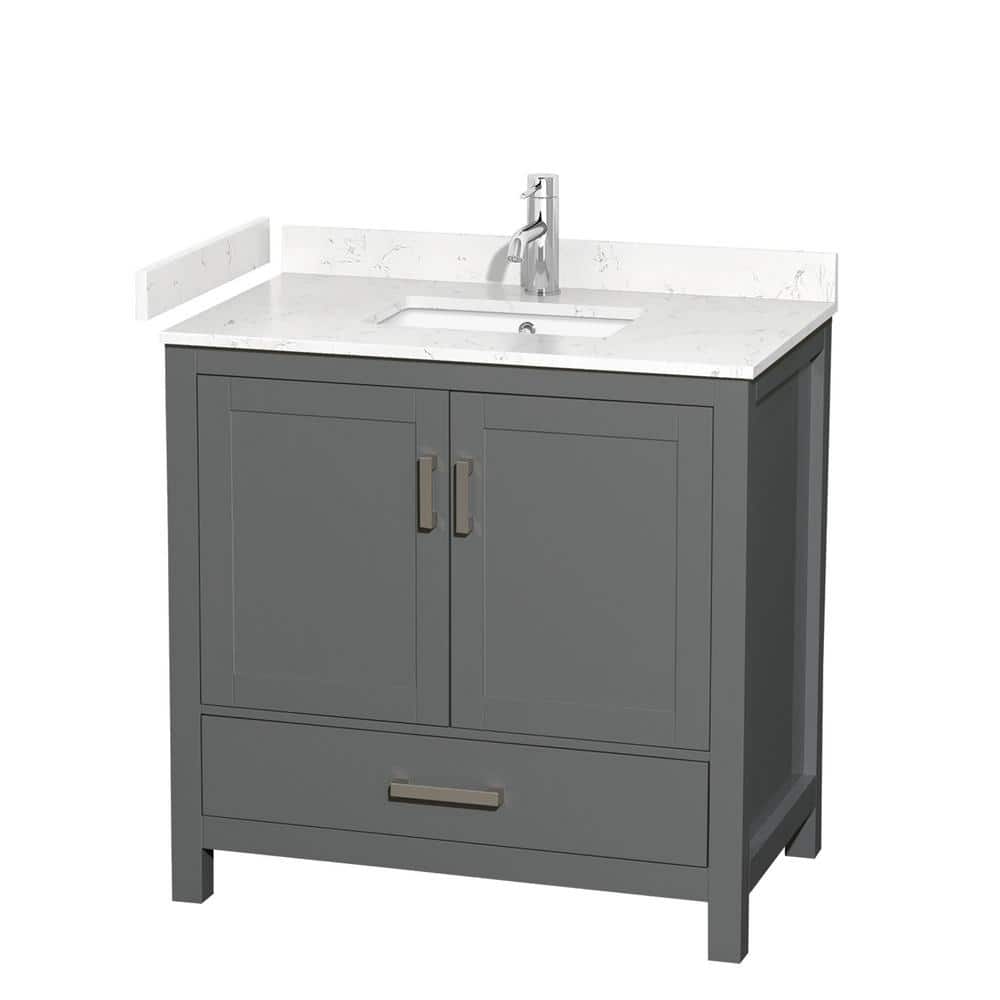 Sheffield 36" Dark Gray Bathroom Vanity with Carrara Marble Top