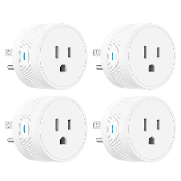 15 Amp 120-Volt WiFi Grounding Plug Connector White Remote Control Voice Timer Schedule 4 Pack