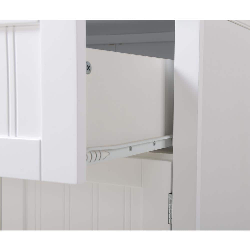 White Wood and Glass China Cabinet with Adjustable Shelves