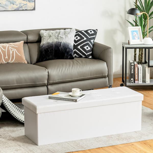 Large deals white ottoman