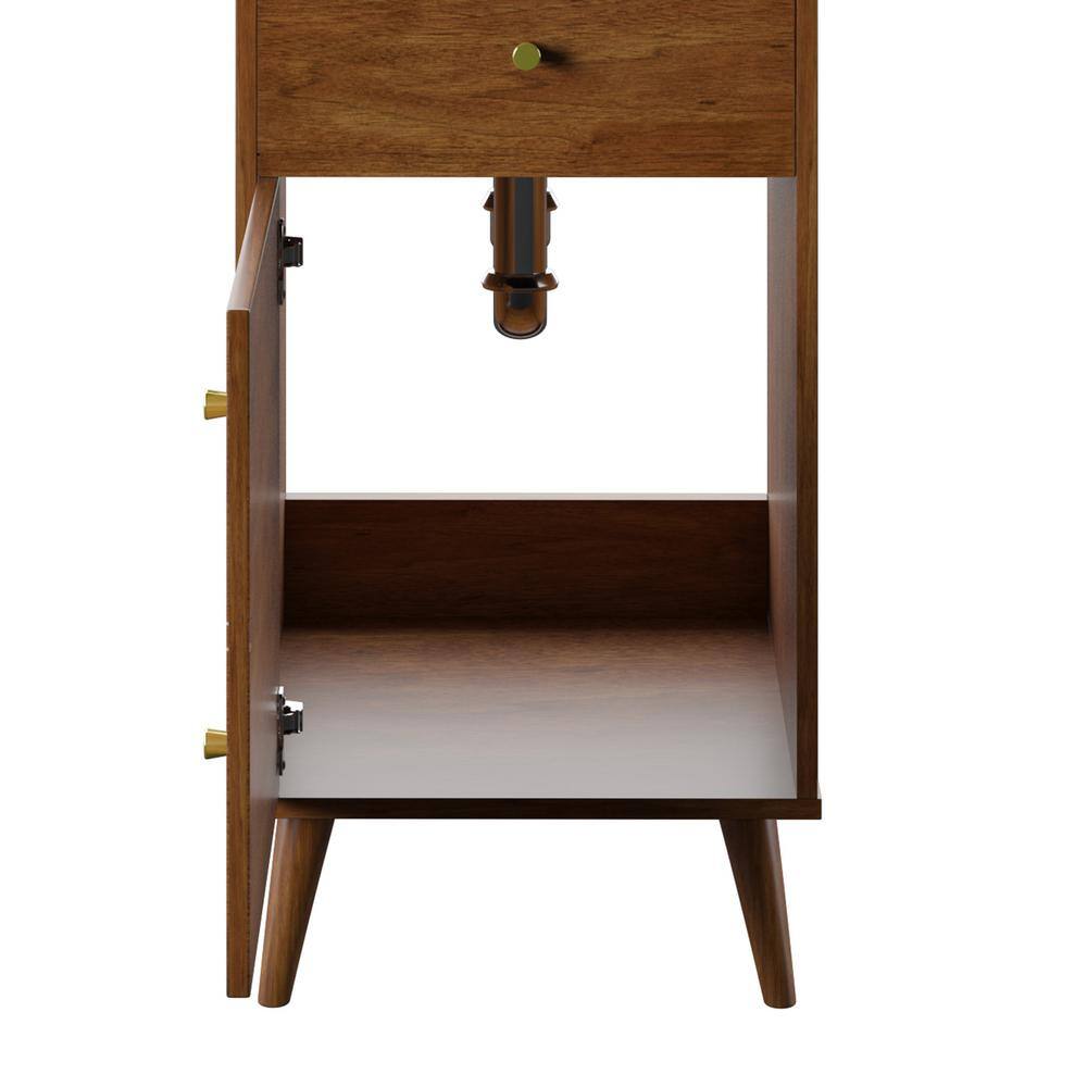 North Brown 18" Freestanding Single Sink Bathroom Vanity with Brass Hardware