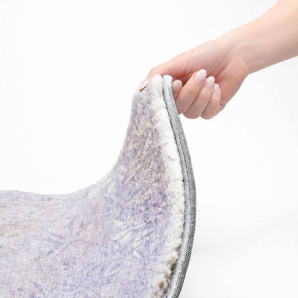 Dream Shag Premium Machine Washable Abstract ADS673 Lilac 8 ft. x 8 ft. Round Rug