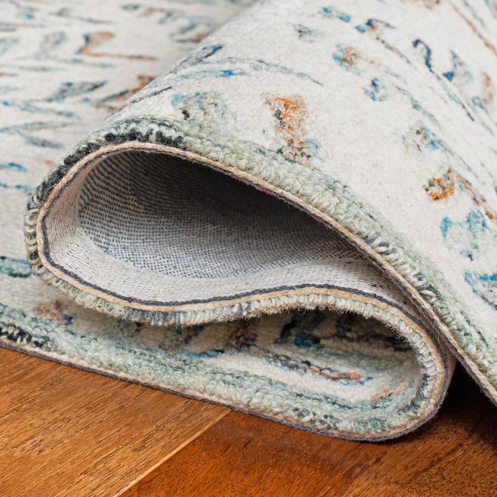 Capri Blue and Ivory Hand-Tufted Wool Square Rug