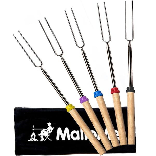 32 in. Marshmallow Roasting Sticks Heat Resistant Handle Silver 5-Piece