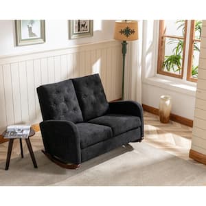 Black Upholstery Living Room Comfortable Rocking Loveseat Sofa Chair