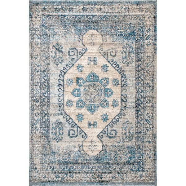 nuLOOM Alexis Blue 7 ft. x 9 ft. Distressed Persian Area Rug