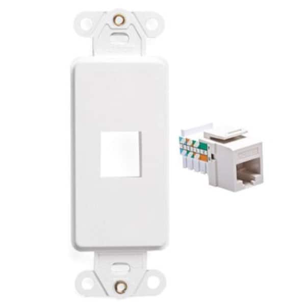 Commercial Electric 1-Gang Ethernet Wall Plate Insert, White
