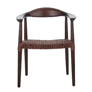 Juneau Brown Faux Leather Rattan Arm Chair