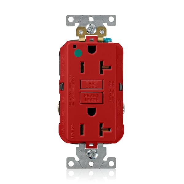 20 Amp Self-Test SmartlockPro Hospital Grade Extra Heavy Duty GFCI Outlet, Red GFNT2-HGR