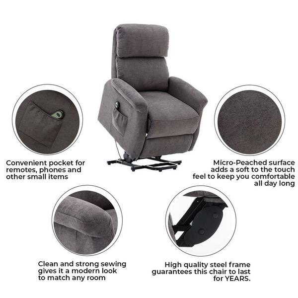 Gray Oversized Power Lift Recliner Chair Sofa for Elderly with Massage and  Heating C-W169283048 - The Home Depot