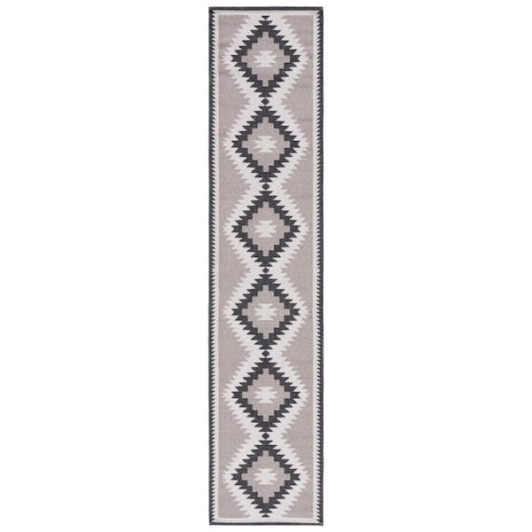 Augustine 2 ft. x 9 Beige/Black Geometric Runner Rug