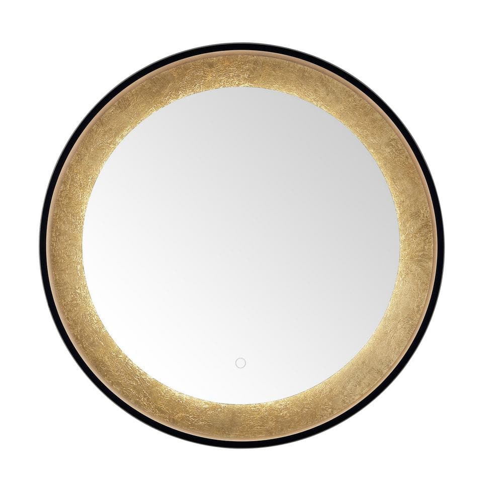 Erdem 30" Round Vanity Mirror with Silver and Gold LED Lighting