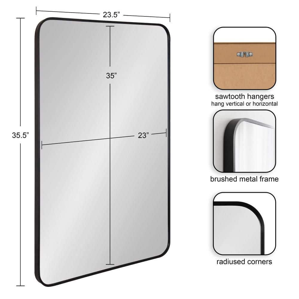 Zayda Black Aluminum Rectangular Wall Mirror 24x36
