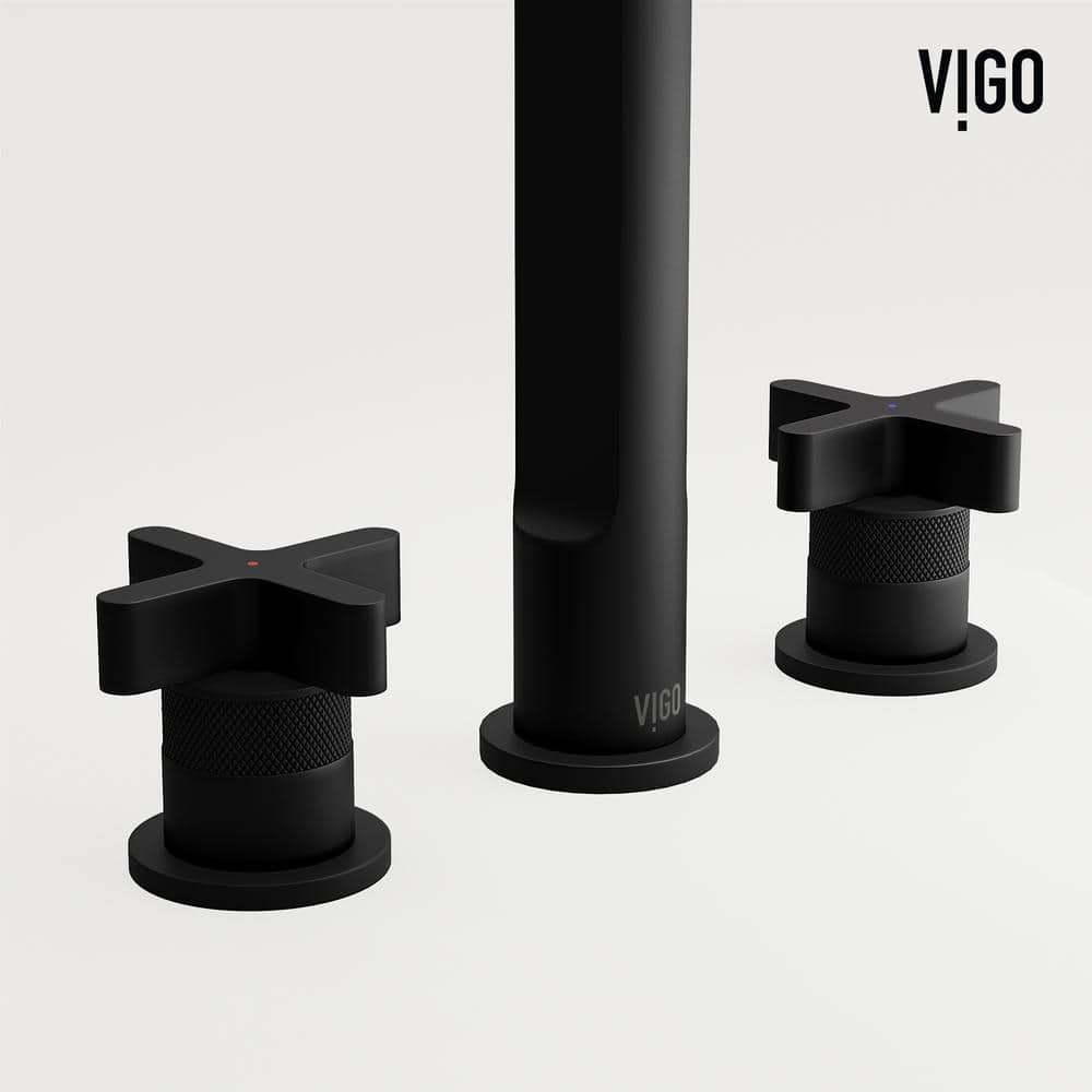 Wythe Matte Black Brass Widespread Bathroom Faucet with Cross Handles
