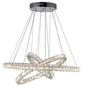 3-Light 54-Watt Unique Tiered Integrated LED Crystal Chandelier