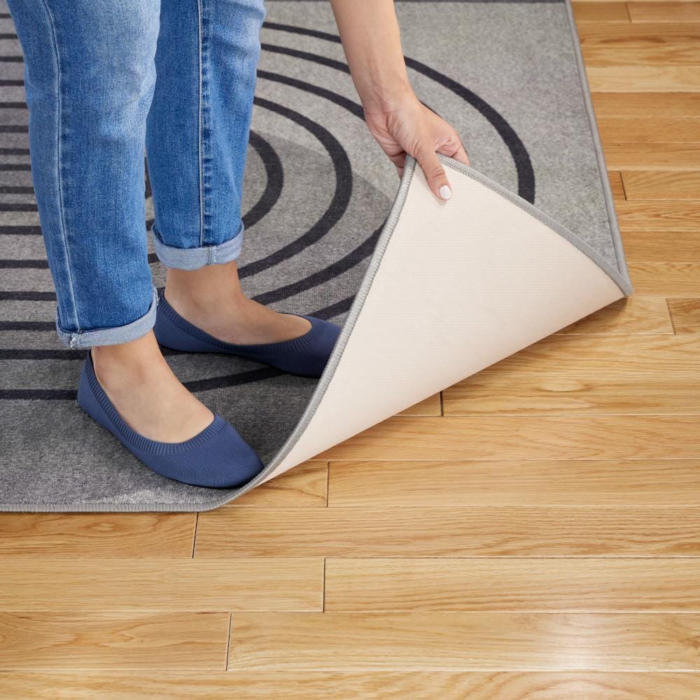 Avani Retro Arch Gray and Blue Washable Area Rug