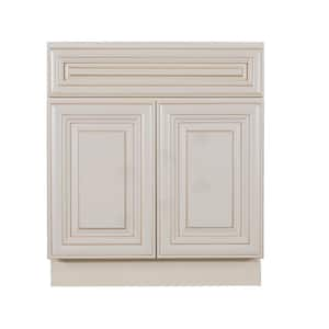 Princeton Assembled 27 in. x 34.5 in. x 24 in. Sink Base Cabinet with 2 Doors in Creamy White