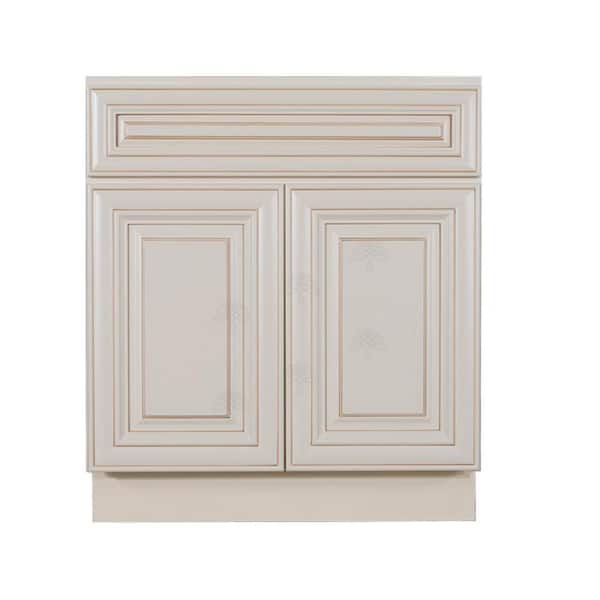Princeton Assembled 27 in. x 34.5 in. x 24 in. Sink Base Cabinet with 2 Doors in Creamy White