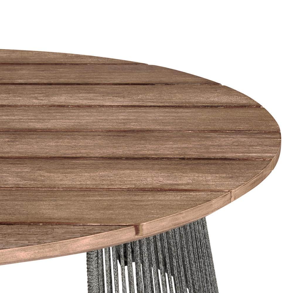 Benicia 47'' Weathered Eucalyptus and Gray Rope Outdoor Coffee Table