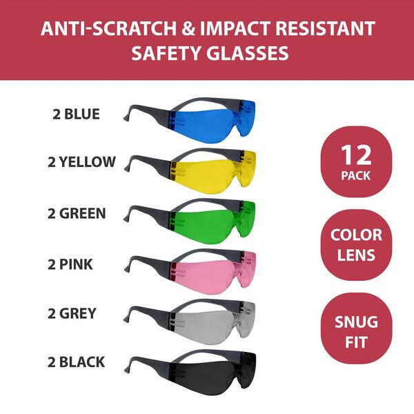 BISON LIFE Keystone Series Safety Glasses,Color Lens, Black