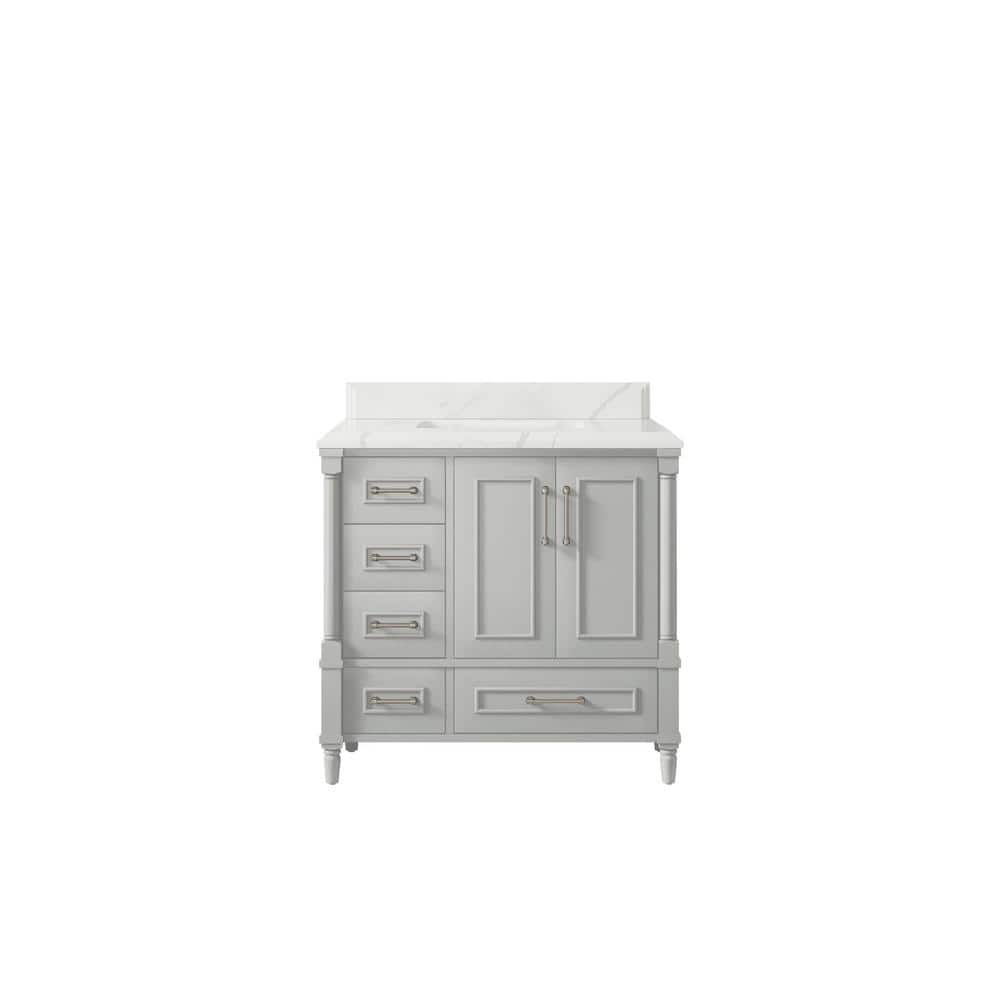 Hudson 36 in. W x 22 in. D x 36 in. H Single Sink Bath Vanity Center in Gray with Cove Edge Calacatta Laza Top price history on PriceWatchPro