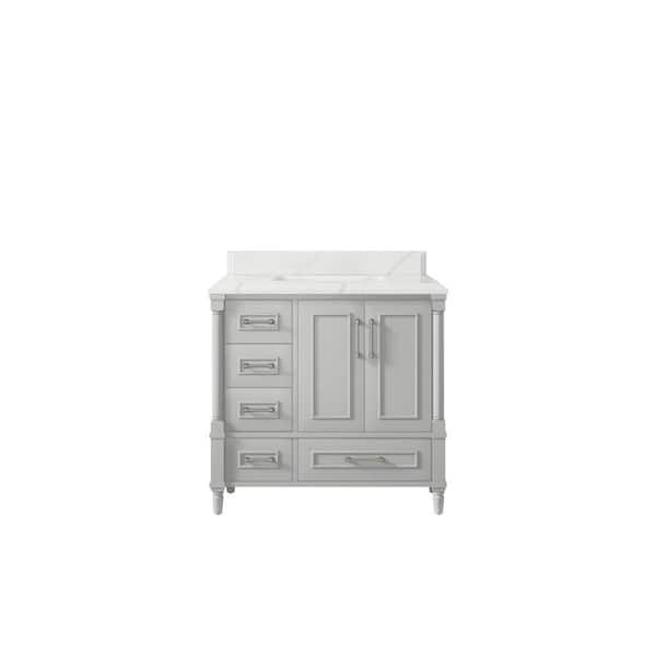 Willow Collections Hudson 36 in. W x 22 in. D x 36 in. H Single Sink Bath Vanity Center in Gray with Cove Edge Calacatta Laza Top
