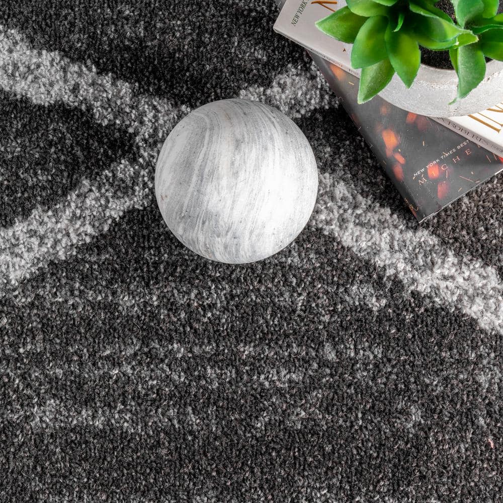 Dark Gray Synthetic Square Non-slip Contemporary Area Rug